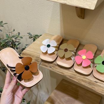 花朵夏季韓國兒童外穿寶寶涼拖鞋