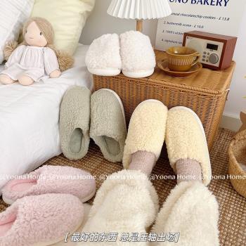 冬季日系學生簡約居家保暖包頭月子棉拖鞋女時尚室內毛絨鞋