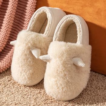 月子棉拖鞋女包跟秋冬天室內可愛居家居毛絨加絨棉鞋冬季2022新款