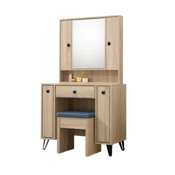 Boden-歐普3尺化妝桌/開門式鏡台/梳妝台(附耐磨皮革收納化妝椅)