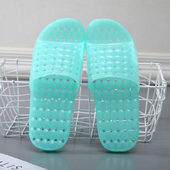 塑膠沖涼鏤空浴場平底水晶拖鞋
