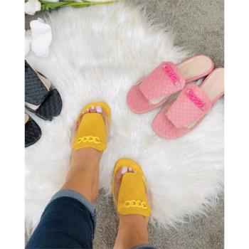 2021歐美鏈條女士平底涼拖鞋 Flat Sandals For Ladies Slippers