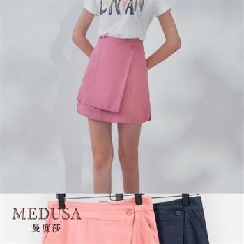 現貨【MEDUSA 曼度莎】粉彩側蓋亞麻短褲裙 - 2色（M-XL）｜女短裙 褲型內裡 涼感