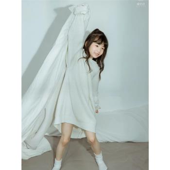 韓版白色毛衣女孩兒童攝影