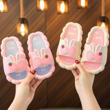 可愛公主風粉色涼拖鞋女童夏季卡通室內家居家用外穿防滑女孩兒童