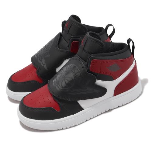 Nike 童鞋 Sky Jordan 1 TD 幼童 黑 紅 魔鬼氈 無鞋帶 學步鞋 喬丹 BQ7196-016