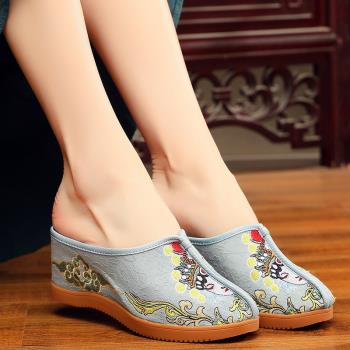 夏內增高刺繡民族風老北京布鞋