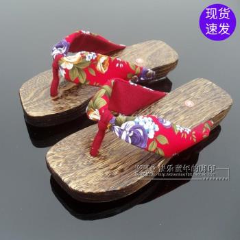 厚底夏季日式高跟木拖鞋