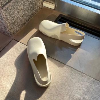 Mona 阿希哥 同款塑膠涼拖鞋女2023網紅超火包頭松糕厚底洞洞雨鞋