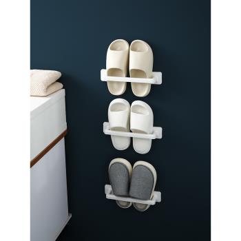 浴室免打孔拖鞋架衛生間置物架鞋子收納神器廁所壁掛架門后瀝水架