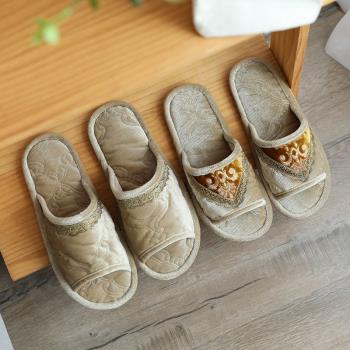 歐式家居拖鞋室內女夏季家用布藝臥室男士木地板軟底美容院易清洗