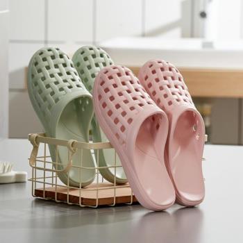 夏季洞洞浴室室內家居涼拖鞋女家用夏天防滑包頭居家塑料拖鞋防滑