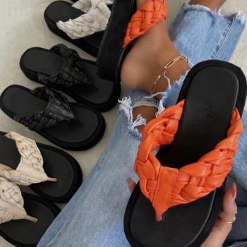 大碼43厚底拖鞋編織人字拖鞋women wedge sandals big size 43