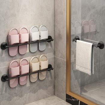 浴室拖鞋架壁掛式免打孔衛生間置物架廁所鞋子瀝水架門后收納神器