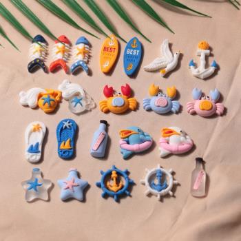 迷你海洋系列微縮場景觀仿真螃蟹海豚玩具擺件模型滴膠diy小掛件
