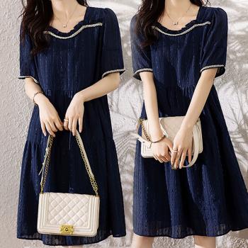 麗質達人 - 2110藍色方領洋裝