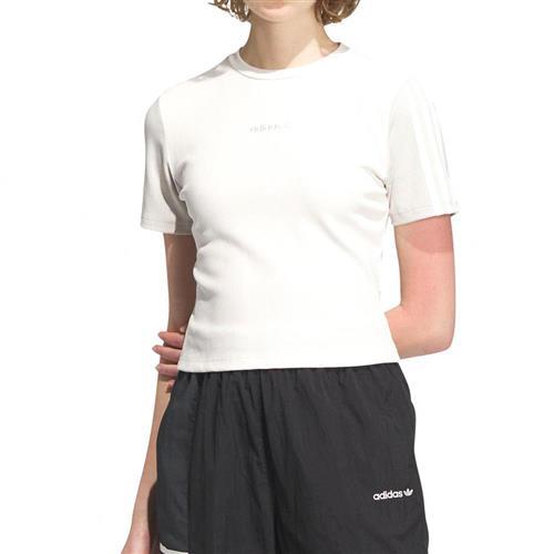 Adidas LT Tee W 女款 米白色 短版 彈性 極簡 短袖 質感 柔軟 上衣 IU4847