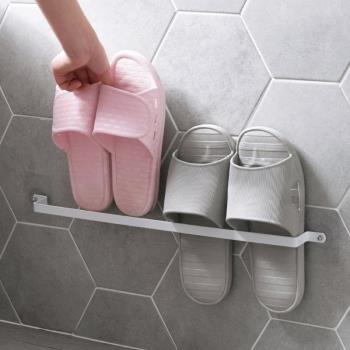 鐵藝浴室拖鞋架墻壁掛式免打孔免釘洗手間淋浴房掛鞋毛巾收納架子