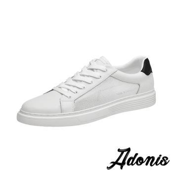 【Adonis】板鞋 休閒鞋/真皮百搭個性經典網面拼接板鞋 休閒鞋 - 男鞋 白
