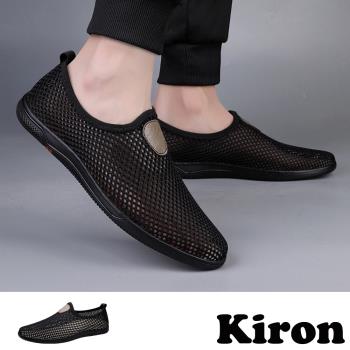 【KIRON】休閒鞋 樂福鞋/透氣涼感全網面設計休閒鞋 樂福鞋 - 男鞋 黑