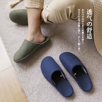 日式簡約純色居家室內防滑男款木地板靜音女式冬季保暖情侶棉拖鞋