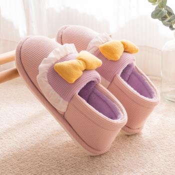 棉拖鞋包跟女秋冬季室內家居防滑保暖產婦產后月子拖鞋9月坐月子