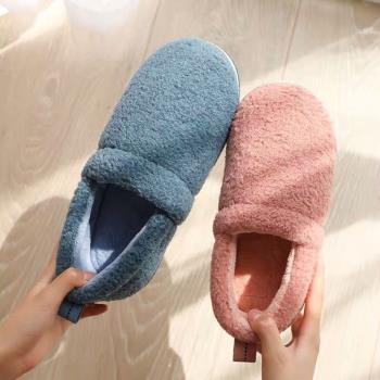 新款日式秋冬季月子鞋包跟產后家居防滑厚底保暖短毛絨棉拖鞋情侶