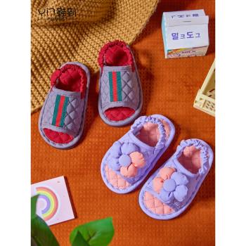 新款兒童可愛布藝拖鞋1-2-3歲寶寶地板拖 靜音防滑軟底室內居家鞋