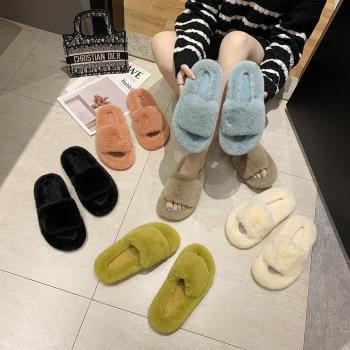 women plush slippers women fashion flat sandals毛絨拖鞋
