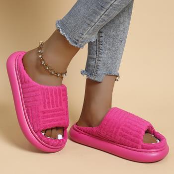 women flat slippers big size 43 shoes ins大碼43毛巾毛毛拖鞋