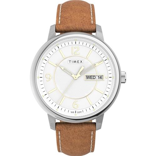 【TIMEX】天美時 風格系列 日期星期顯示 細緻紳士手錶  (銀x白 TXTW2V28900)