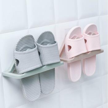 日式粘貼鞋架浴室壁掛式墻上立體拖鞋架子收納架浴室掛墻置物架