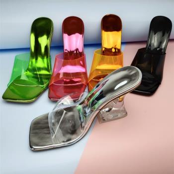 彩色水晶跟涼拖鞋女Crystal High Heels Sandals Ladies Slippers