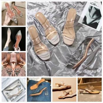 2021 new wedding shoes sandals women's transparent high