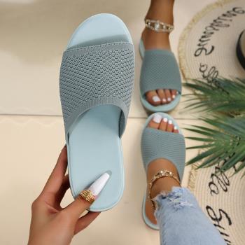 女鞋飛織拖鞋women beach slippers summer sandals big size 43