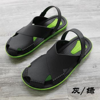 越南溫突拖鞋涼鞋兩用鞋男士時尚戶外雙色洞洞鞋硅膠鞋橡膠鞋