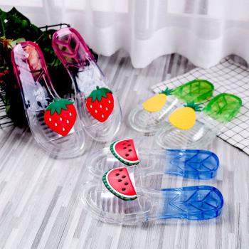 夏季水果水晶個性可愛塑料涼拖鞋女室內居家透明清涼防滑平底一字