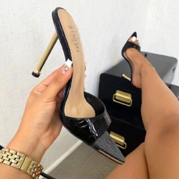 尖頭涼拖鞋女42 high heels slippers for women leather sandals