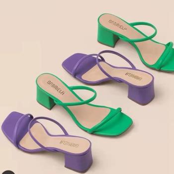 現貨外貿大碼高跟拖鞋女2022新款速賣通亞馬遜跨境women slippers