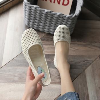 女款鏤空塑料白色透氣舒適洞洞鞋