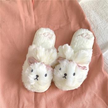 大發少女 可愛小兔子毛毛拖鞋室內居家包頭棉拖鞋女春季網紅ins風
