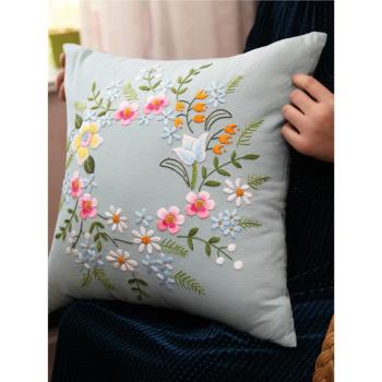diy指間抱枕靠背花卉擺件刺繡