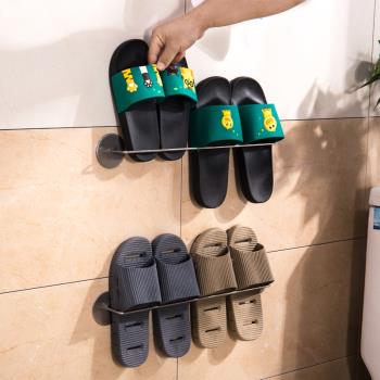 浴室拖鞋架墻壁掛式收納神器免打孔衛生間置物架門后廁所收納掛架