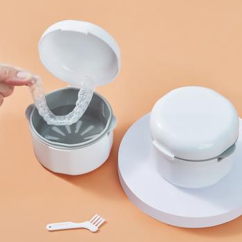日本保持器收納盒攜帶便攜清潔假牙隱形裝牙套盒子浸泡盒牙齒牙盒