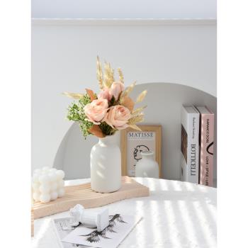 ins北歐白色素胚陶瓷花瓶組合簡約桌面拍照道具裝飾假花創意擺件