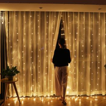 led過年家用星星窗簾燈浪漫網紅房間布置裝飾彩燈閃燈串燈滿天星