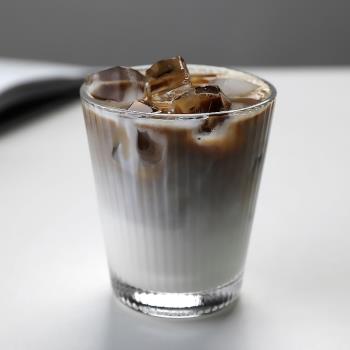 ins風豎條紋冰凍咖啡杯拿鐵咖啡廳商用飲料果汁檸檬玻璃水杯日式