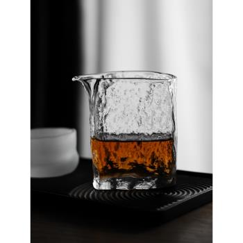 扁口隨型公道杯 日本設計師四方禪意茶具鷹嘴斷水 玻璃茶海分茶器