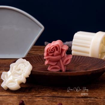 一枝玫瑰花 50g月餅模具綠豆糕中式糕點烘焙餅干甜品模具輔食工具