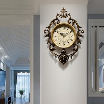美式創意靜音掛鐘客廳家用時鐘臥室時尚輕奢鐘表大氣藝術掛表鐘飾